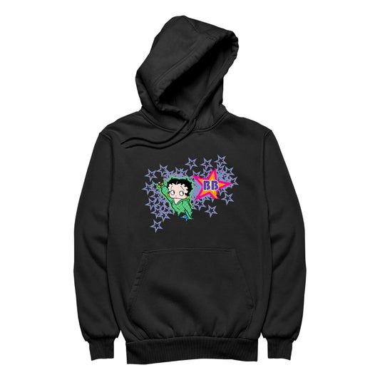 Betty Boop Green Top Purple Stars Men's Hooded Sweatshirt