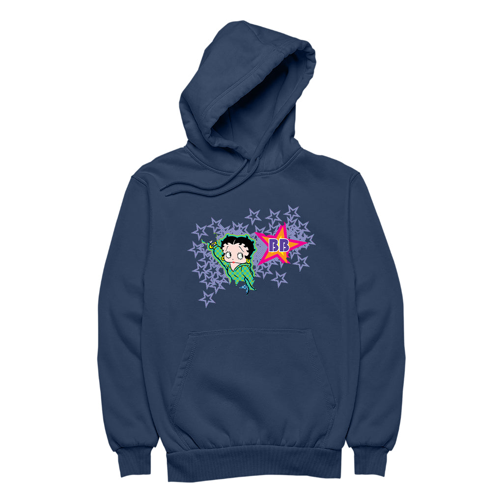 Betty Boop Green Top Purple Stars Men's Hooded Sweatshirt