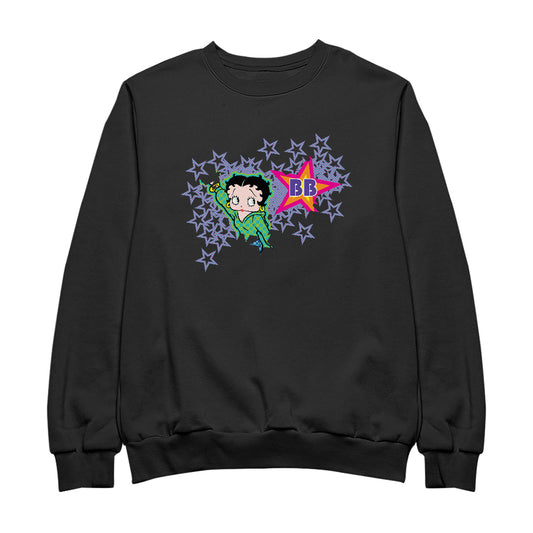 Betty Boop Green Top Purple Stars Men's Sweatshirt