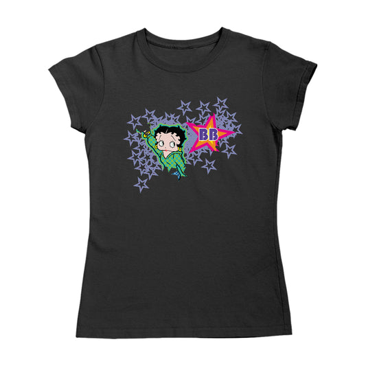Betty Boop Green Top Purple Stars Women's T-Shirt