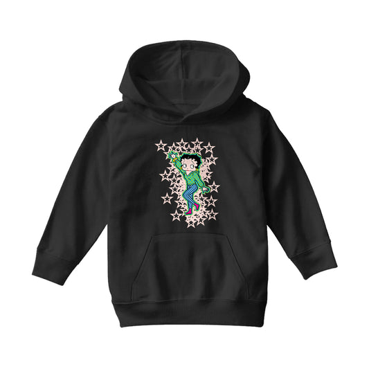 Betty Boop Pink Boots Light Pink Stars Kids Hooded Sweatshirt