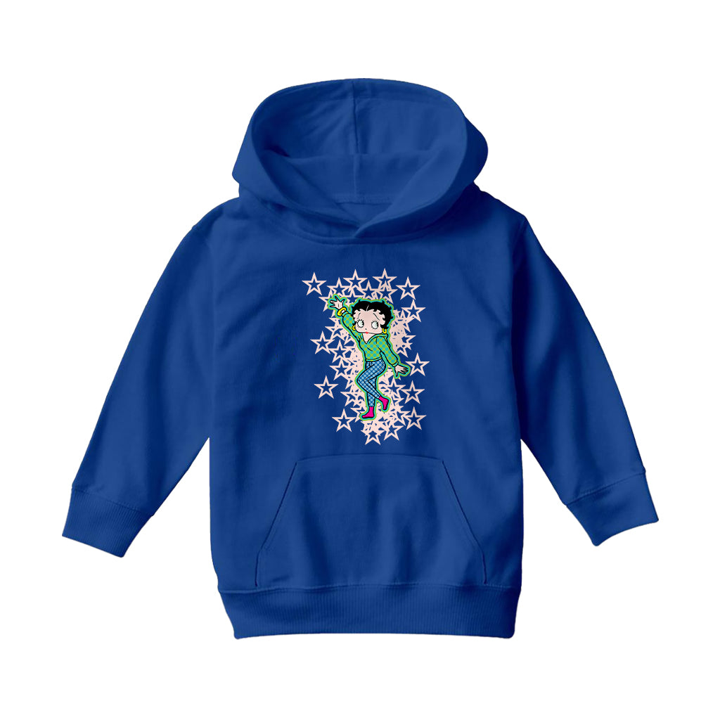 Betty Boop Pink Boots Light Pink Stars Kids Hooded Sweatshirt