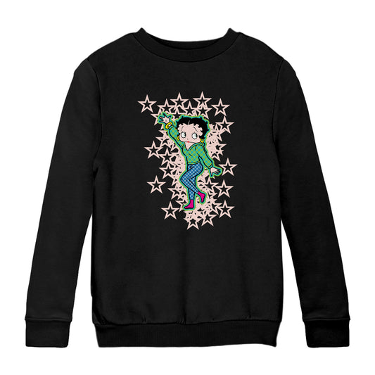Betty Boop Pink Boots Light Pink Stars Kids Sweatshirt