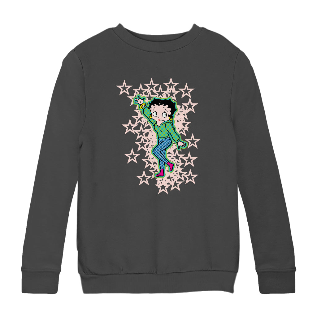 Betty Boop Pink Boots Light Pink Stars Kids Sweatshirt