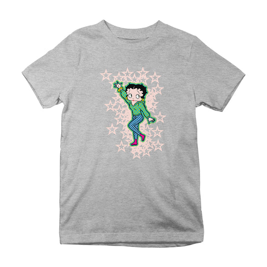 Betty Boop Pink Boots Light Pink Stars Kids T-Shirt