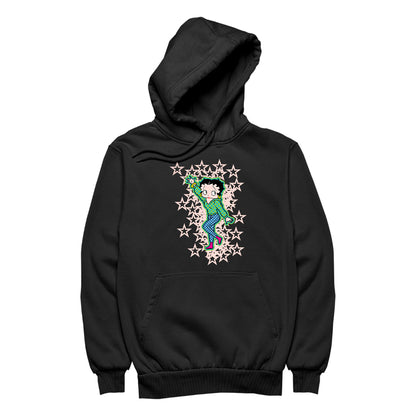 Betty Boop Pink Boots Light Pink Stars Men's Hooded Sweatshirt