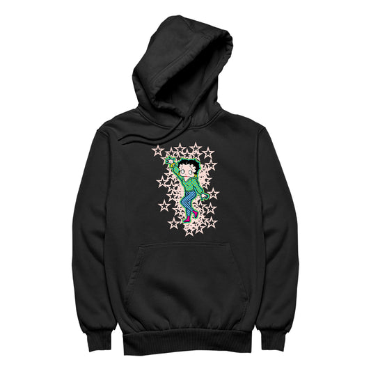 Betty Boop Pink Boots Light Pink Stars Men's Hooded Sweatshirt