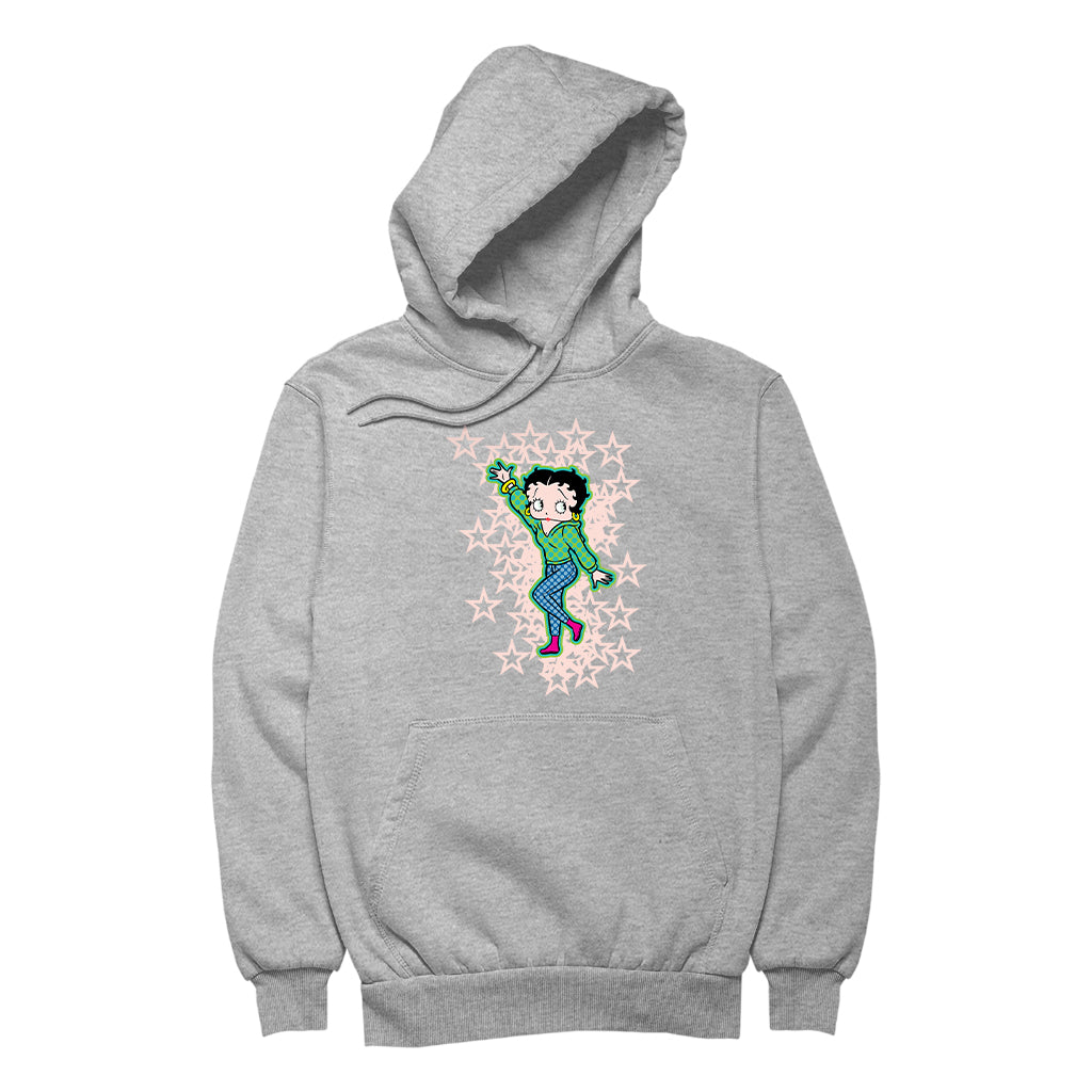 Betty Boop Pink Boots Light Pink Stars Men's Hooded Sweatshirt