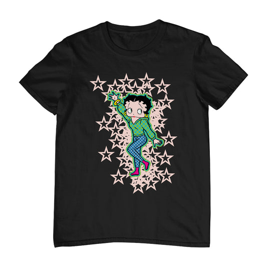 Betty Boop Pink Boots Light Pink Stars Men's T-Shirt