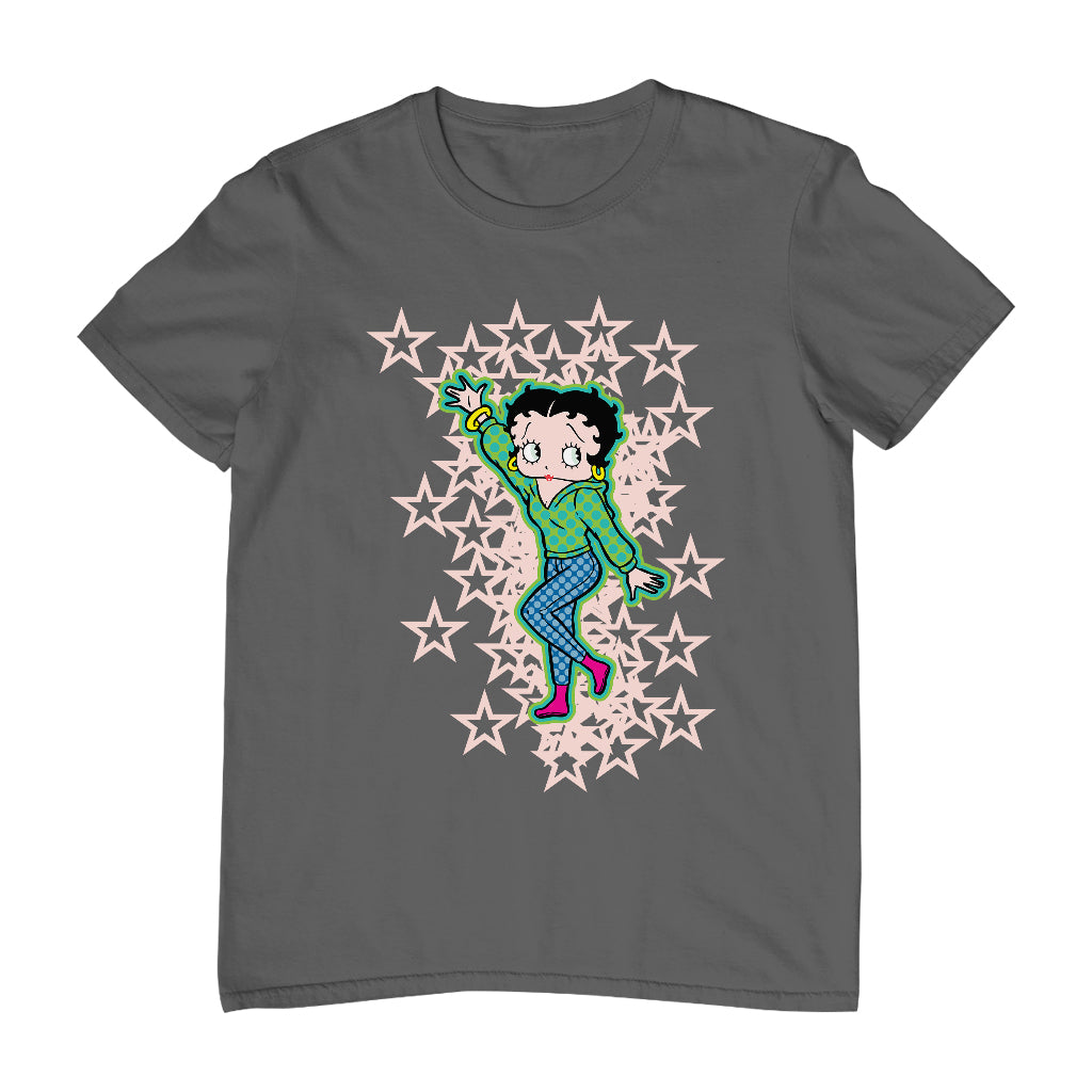 Betty Boop Pink Boots Light Pink Stars Men's T-Shirt