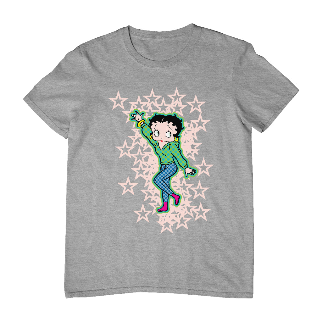 Betty Boop Pink Boots Light Pink Stars Men's T-Shirt