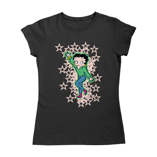 Betty Boop Pink Boots Light Pink Stars Women's T-Shirt