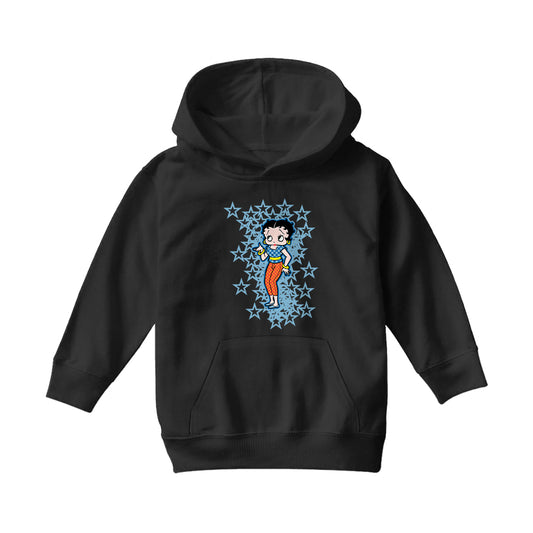 Betty Boop Small Blue Stars Kids Hooded Sweatshirt