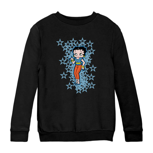 Betty Boop Small Blue Stars Kids Sweatshirt