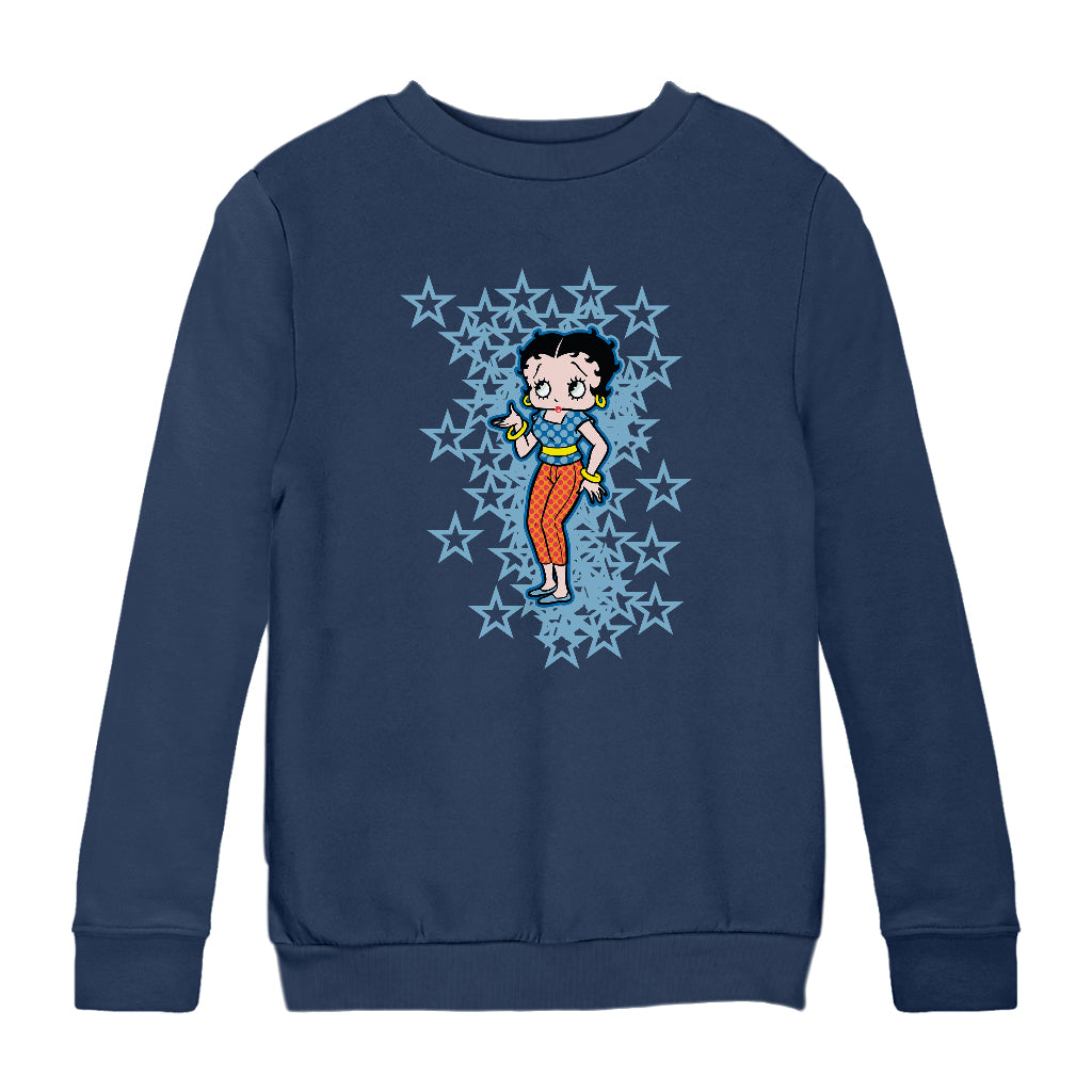 Betty Boop Small Blue Stars Kids Sweatshirt