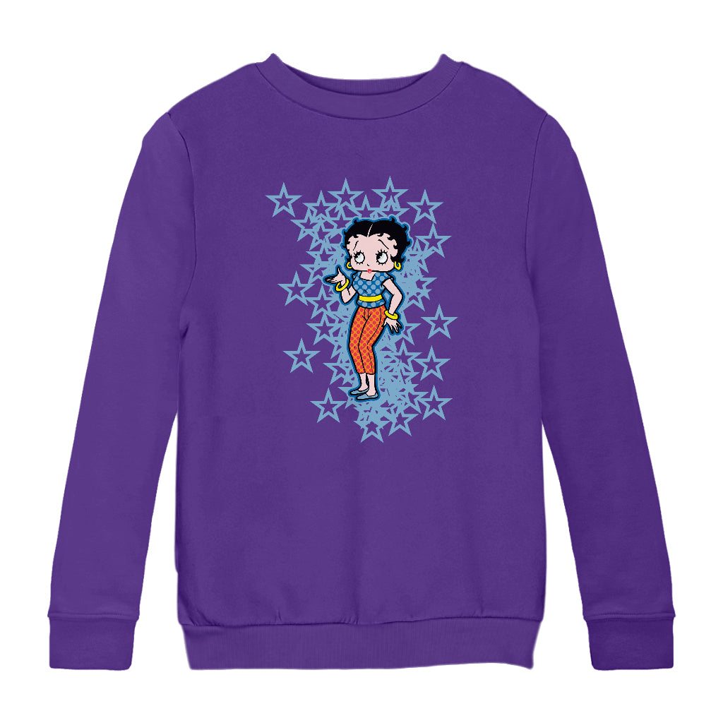 Betty Boop Small Blue Stars Kids Sweatshirt