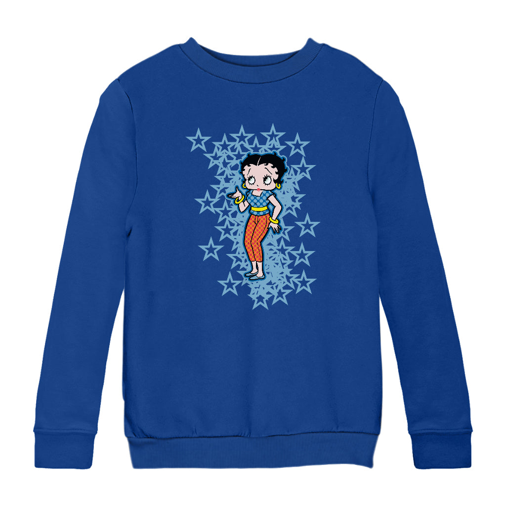 Betty Boop Small Blue Stars Kids Sweatshirt