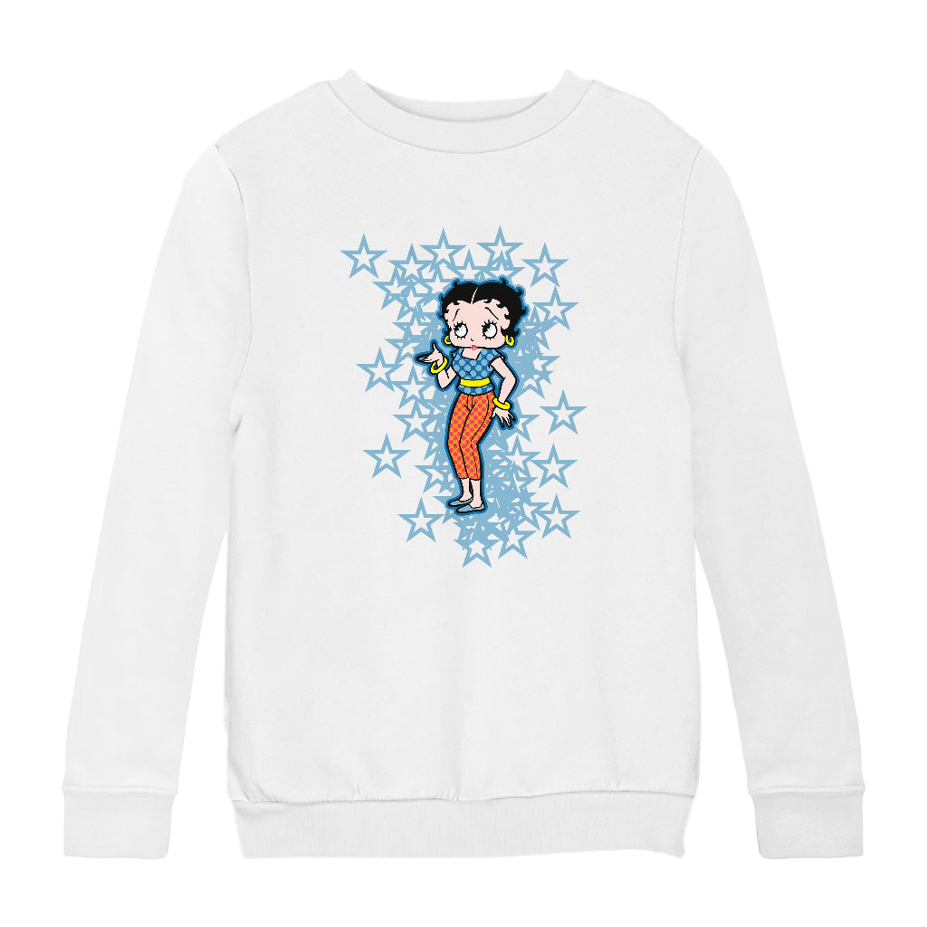 Betty Boop Small Blue Stars Kids Sweatshirt