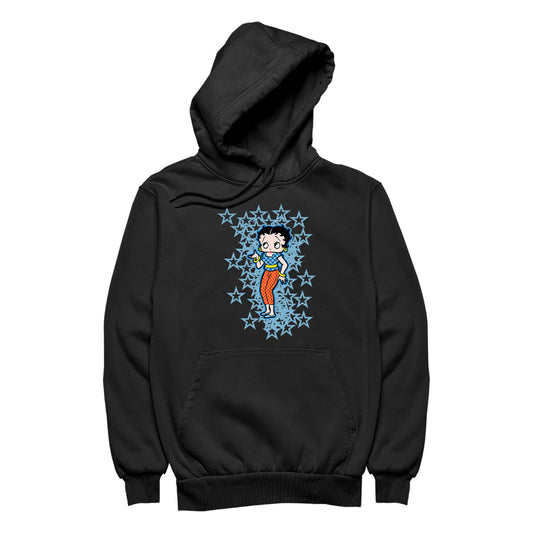 Betty Boop Small Blue Stars Men's Hooded Sweatshirt