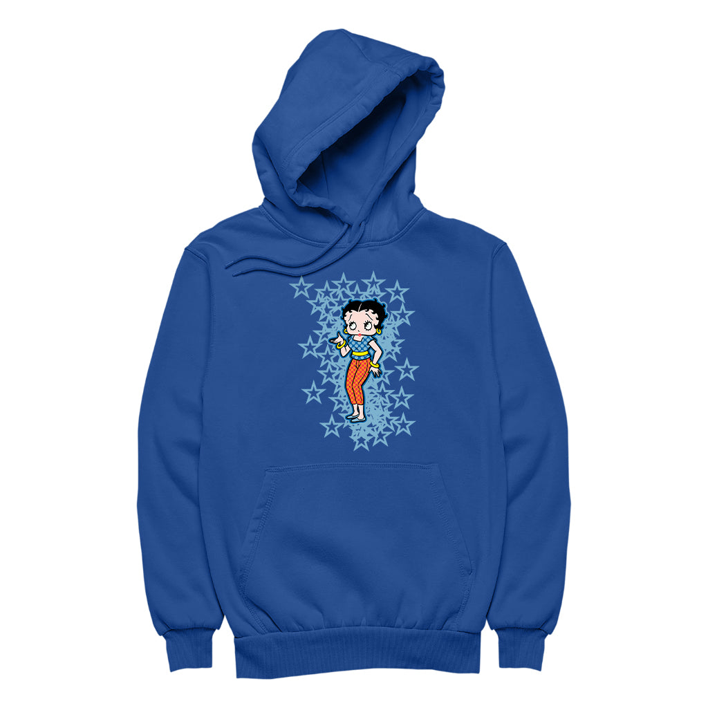 Betty Boop Small Blue Stars Women's Hooded Sweatshirt
