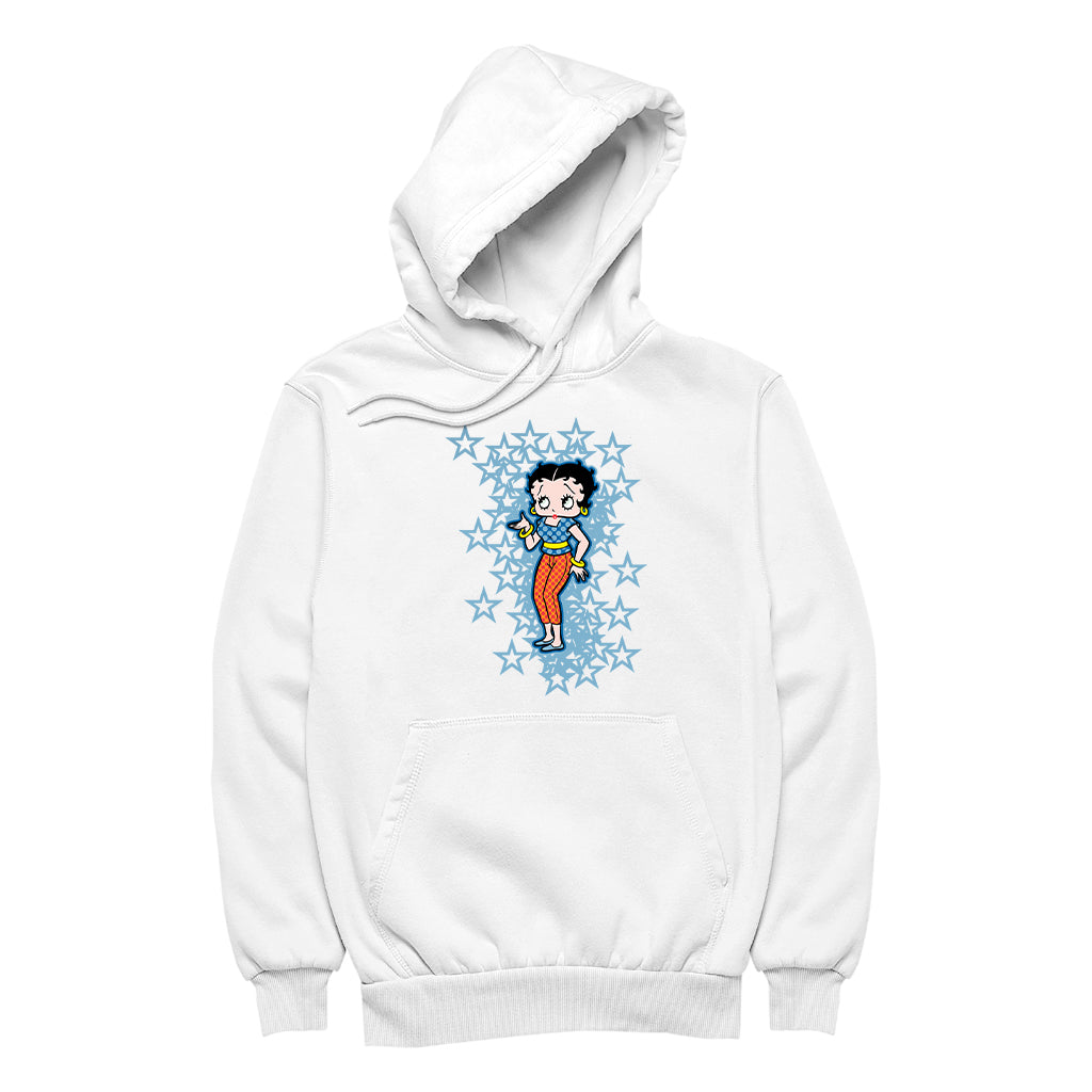 Betty Boop Small Blue Stars Women's Hooded Sweatshirt