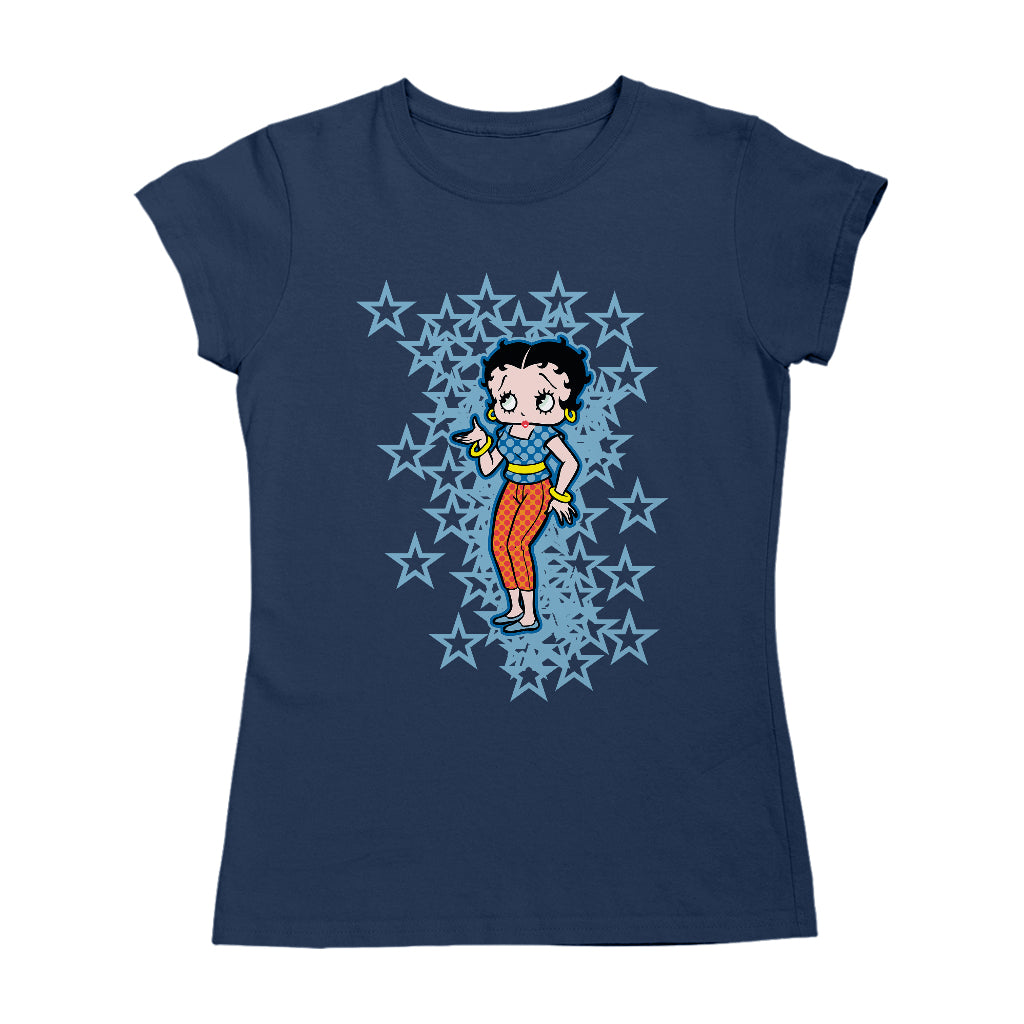 Betty Boop Small Blue Stars Women's T-Shirt