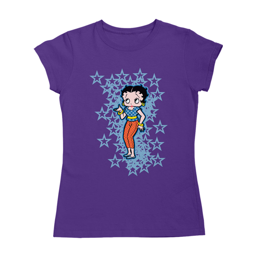Betty Boop Small Blue Stars Women's T-Shirt