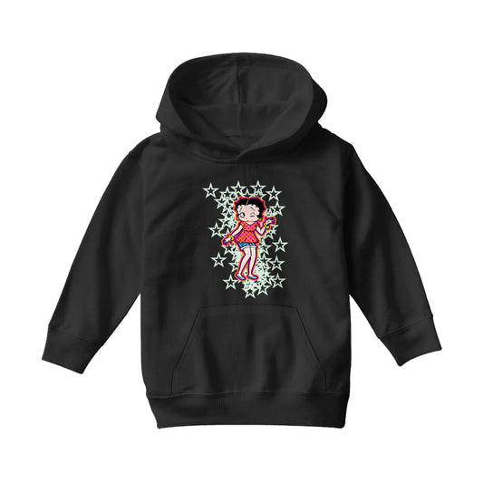 Betty Boop Small Light Green Stars Kids Hooded Sweatshirt