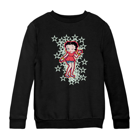 Betty Boop Small Light Green Stars Kids Sweatshirt