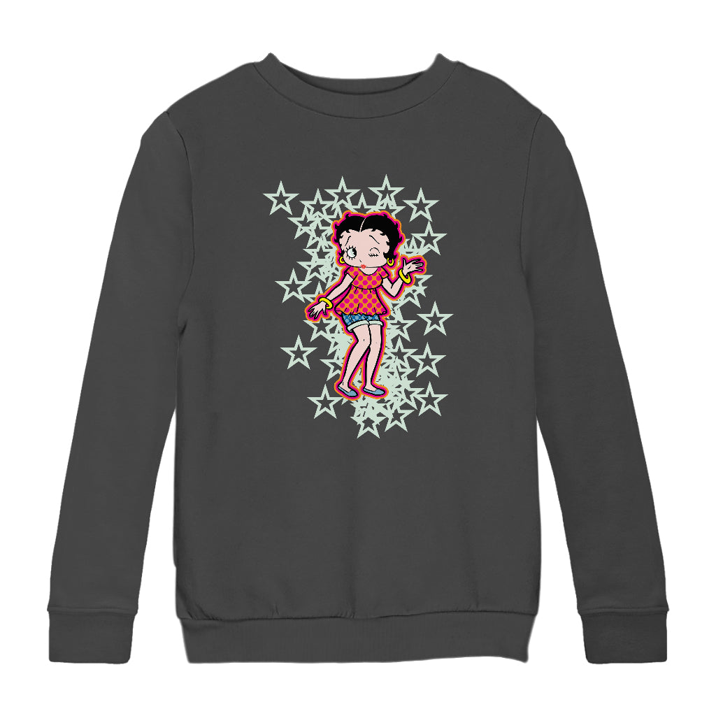 Betty Boop Small Light Green Stars Kids Sweatshirt
