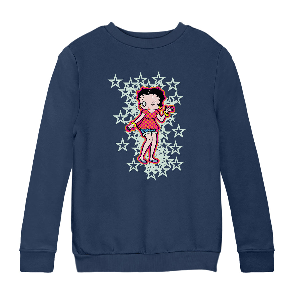 Betty Boop Small Light Green Stars Kids Sweatshirt