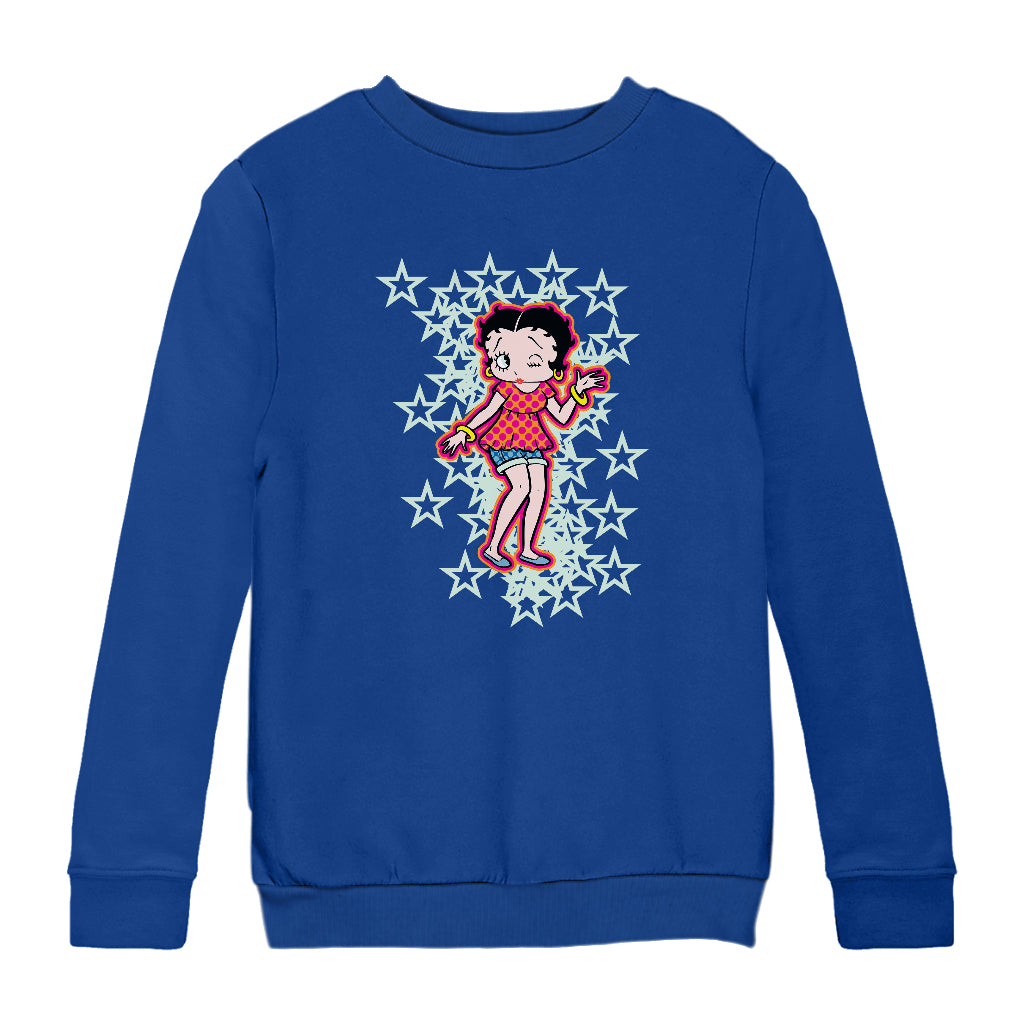 Betty Boop Small Light Green Stars Kids Sweatshirt