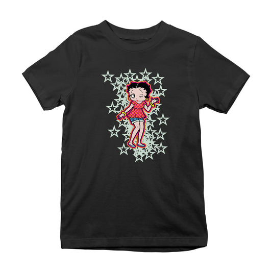 Betty Boop Small Light Green Stars Kids T-Shirt