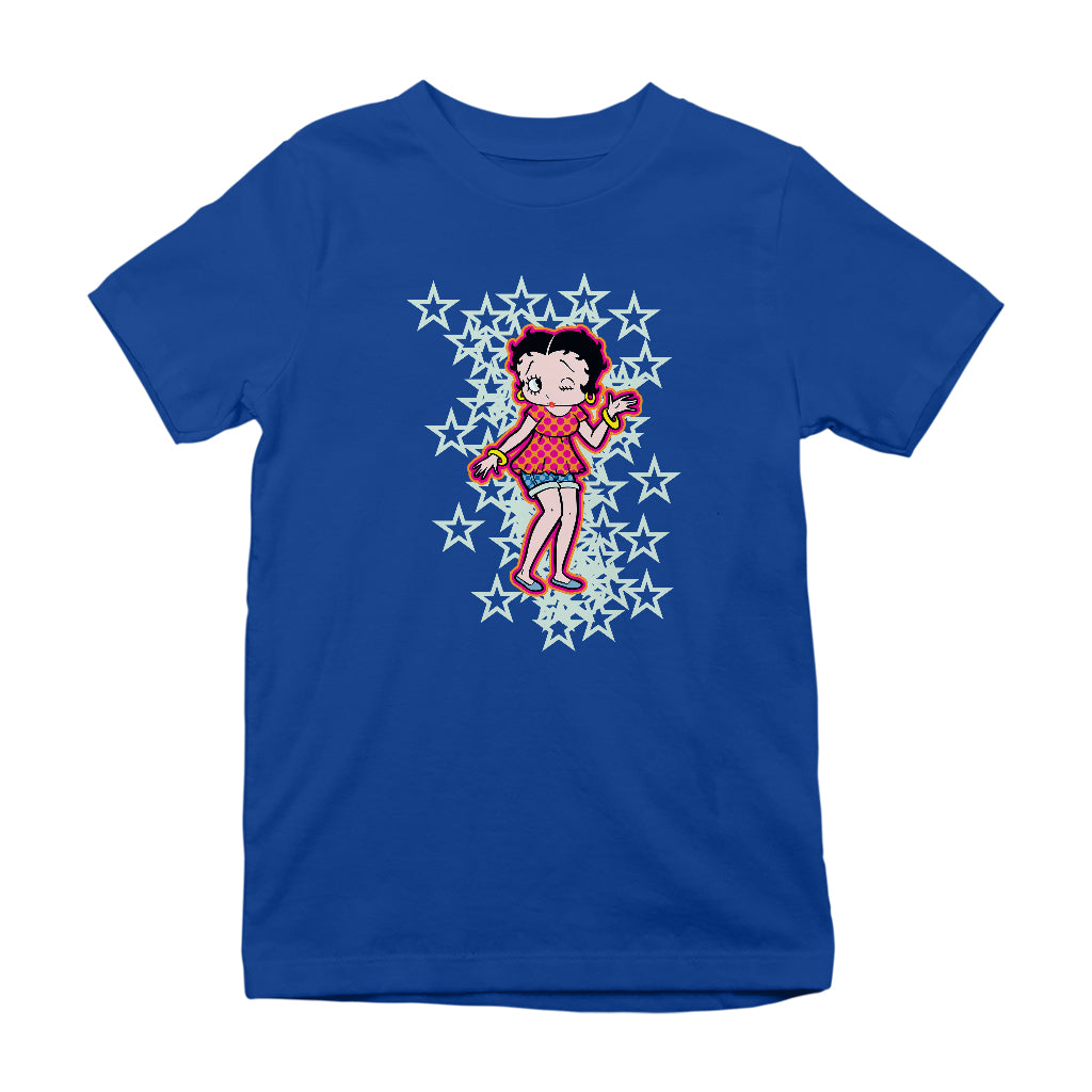 Betty Boop Small Light Green Stars Kids T-Shirt