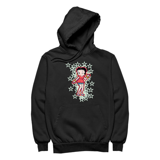 Betty Boop Small Light Green Stars Men's Hooded Sweatshirt