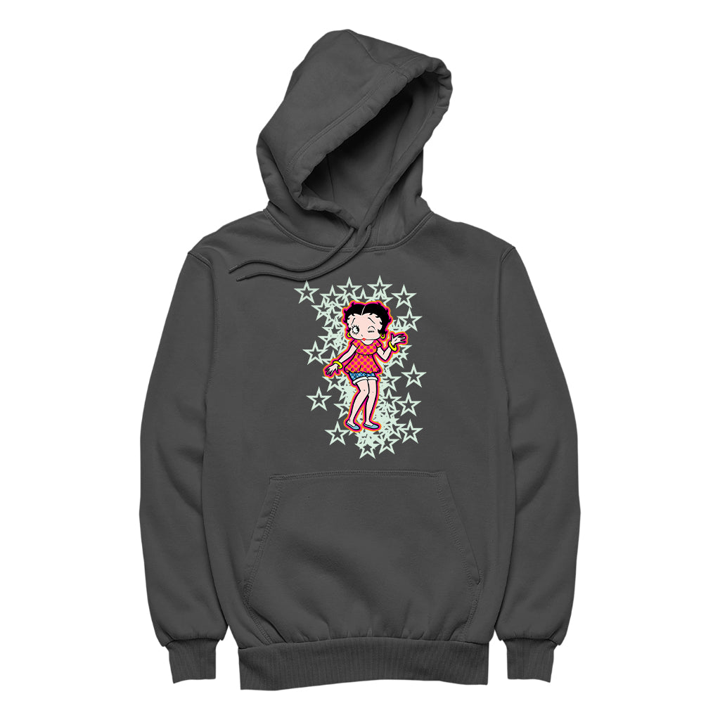 Betty Boop Small Light Green Stars Men's Hooded Sweatshirt