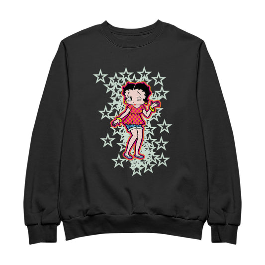 Betty Boop Small Light Green Stars Men's Sweatshirt