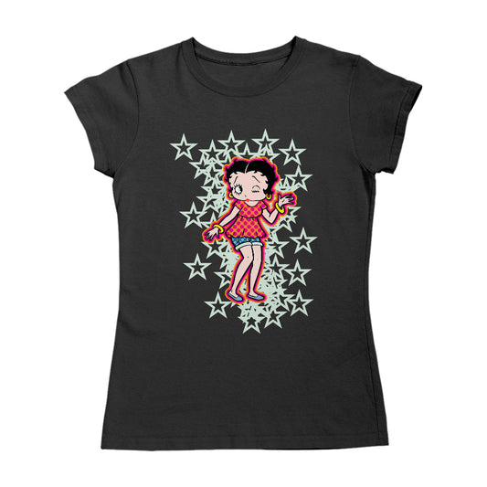 Betty Boop Small Light Green Stars Women's T-Shirt