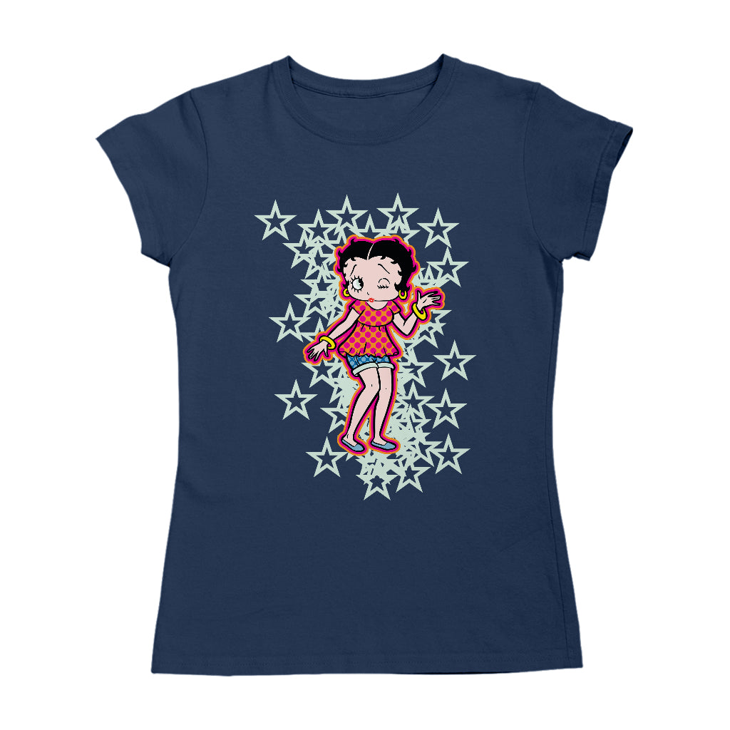 Betty Boop Small Light Green Stars Women's T-Shirt