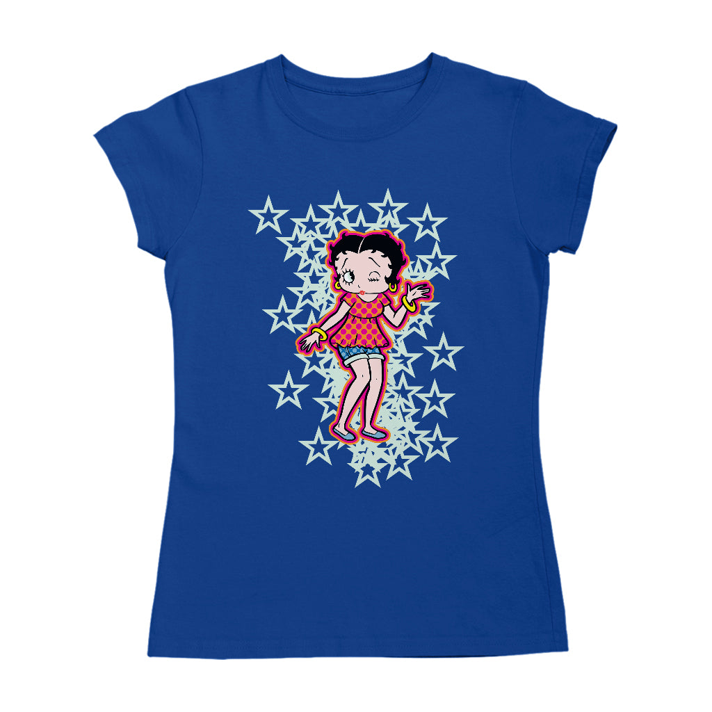 Betty Boop Small Light Green Stars Women's T-Shirt