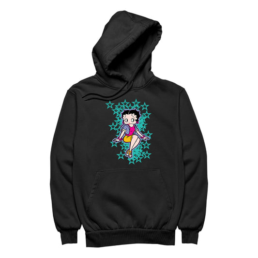 Betty Boop Sitting with Turquoise Stars Men's Hooded Sweatshirt