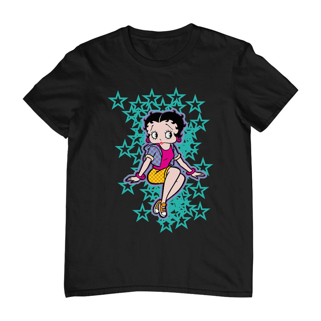 Betty Boop Sitting with Turquoise Stars Men's T-Shirt