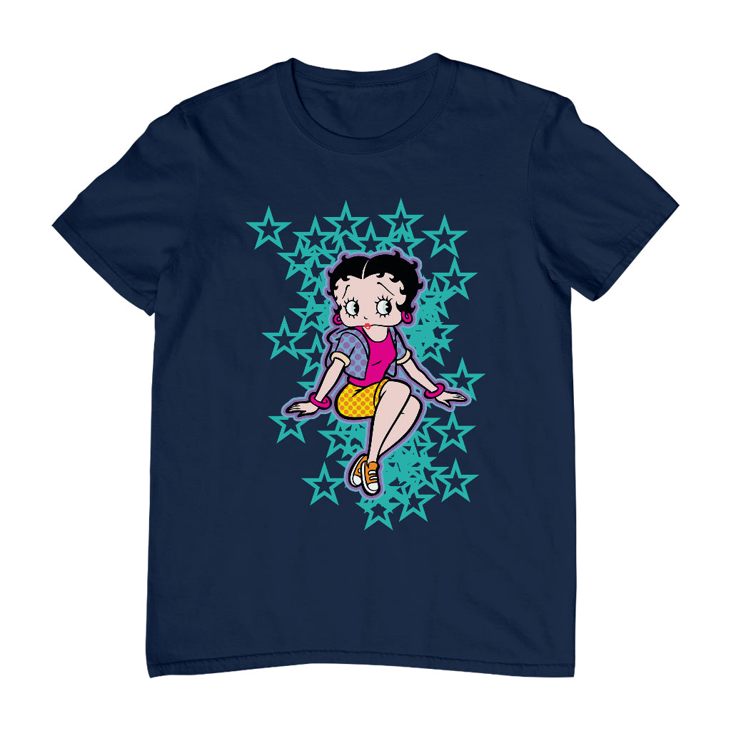 Betty Boop Sitting with Turquoise Stars Men's T-Shirt