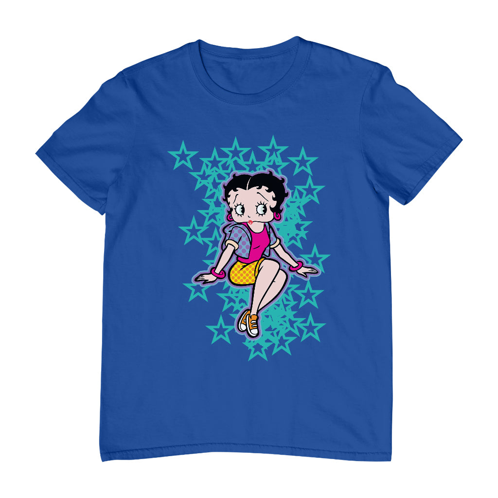 Betty Boop Sitting with Turquoise Stars Men's T-Shirt