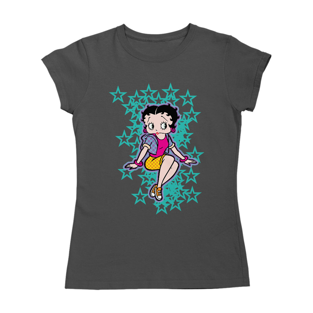 Betty Boop Sitting with Turquoise Stars Women's T-Shirt