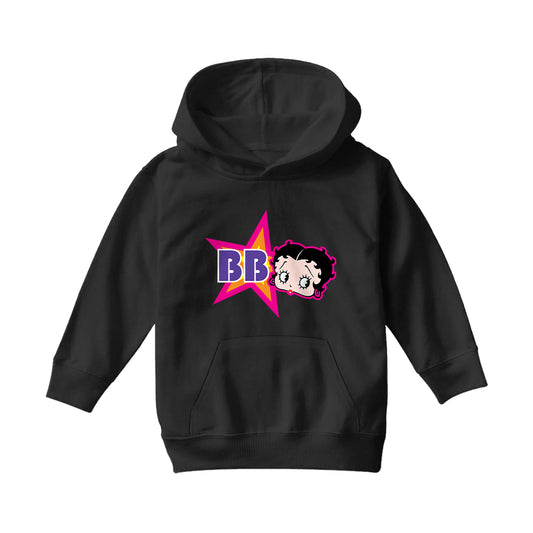 Betty Boop Hot Pink Outside Star Kids Hooded Sweatshirt