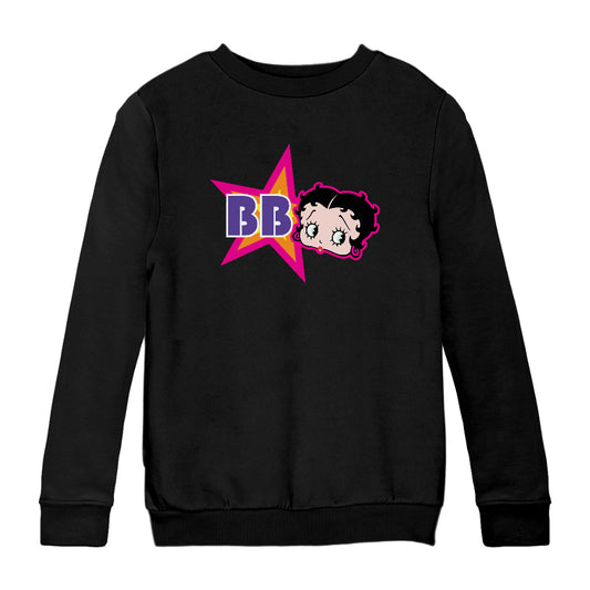 Betty Boop Hot Pink Outside Star Kids Sweatshirt