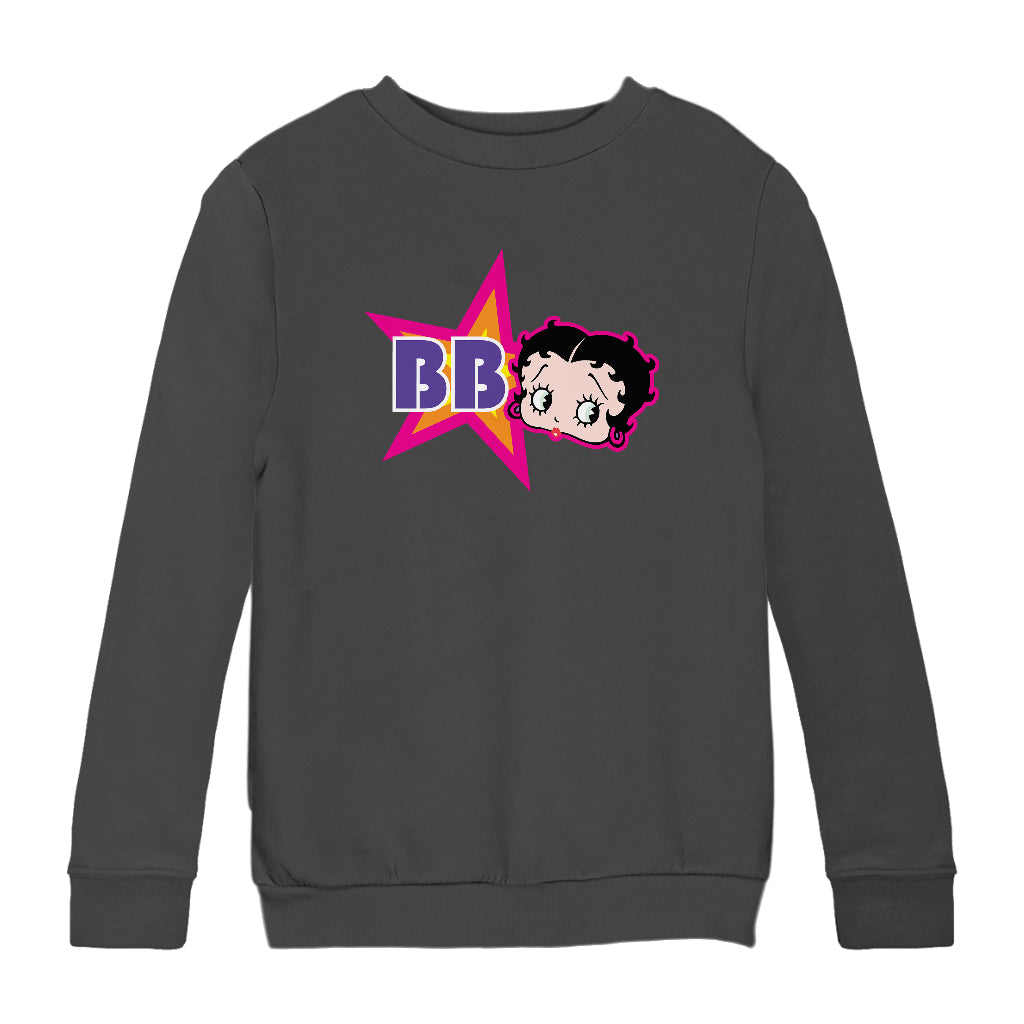 Betty Boop Hot Pink Outside Star Kids Sweatshirt