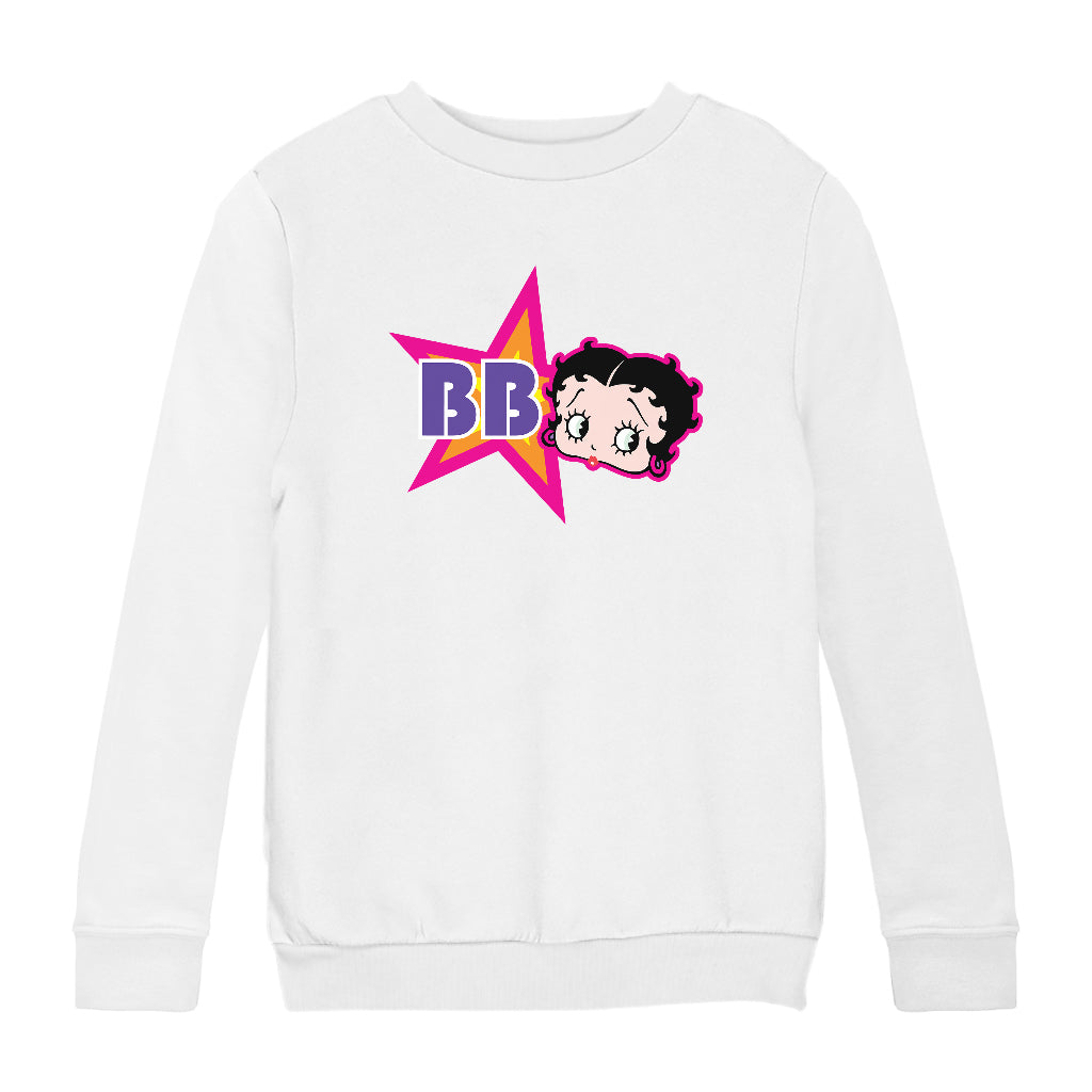 Betty Boop Hot Pink Outside Star Kids Sweatshirt