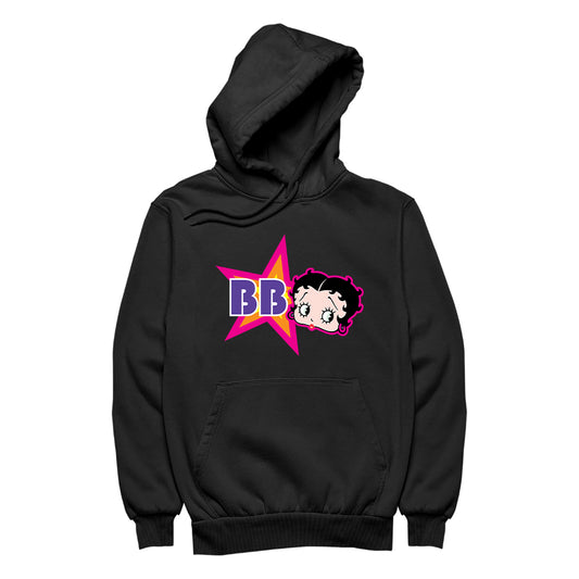 Betty Boop Hot Pink Outside Star Men's Hooded Sweatshirt
